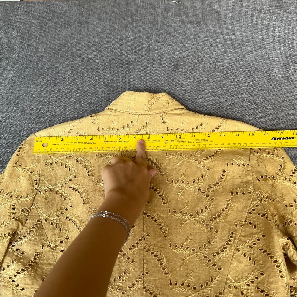 Vtg Ultra Betsey Johnson Two-Piece Blazer & Skirt Suit Set Womens Yellow Eyelet - Picture 9 of 16